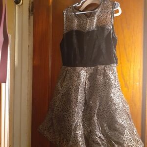 Beautees Black and Gray Animal Print Kids Holiday  Dress